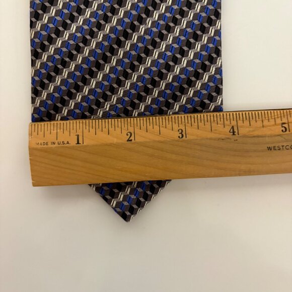 Stafford Executive Silk Tie Blue Gray Geometric Mens Necktie Italy Office Formal - Picture 7 of 8